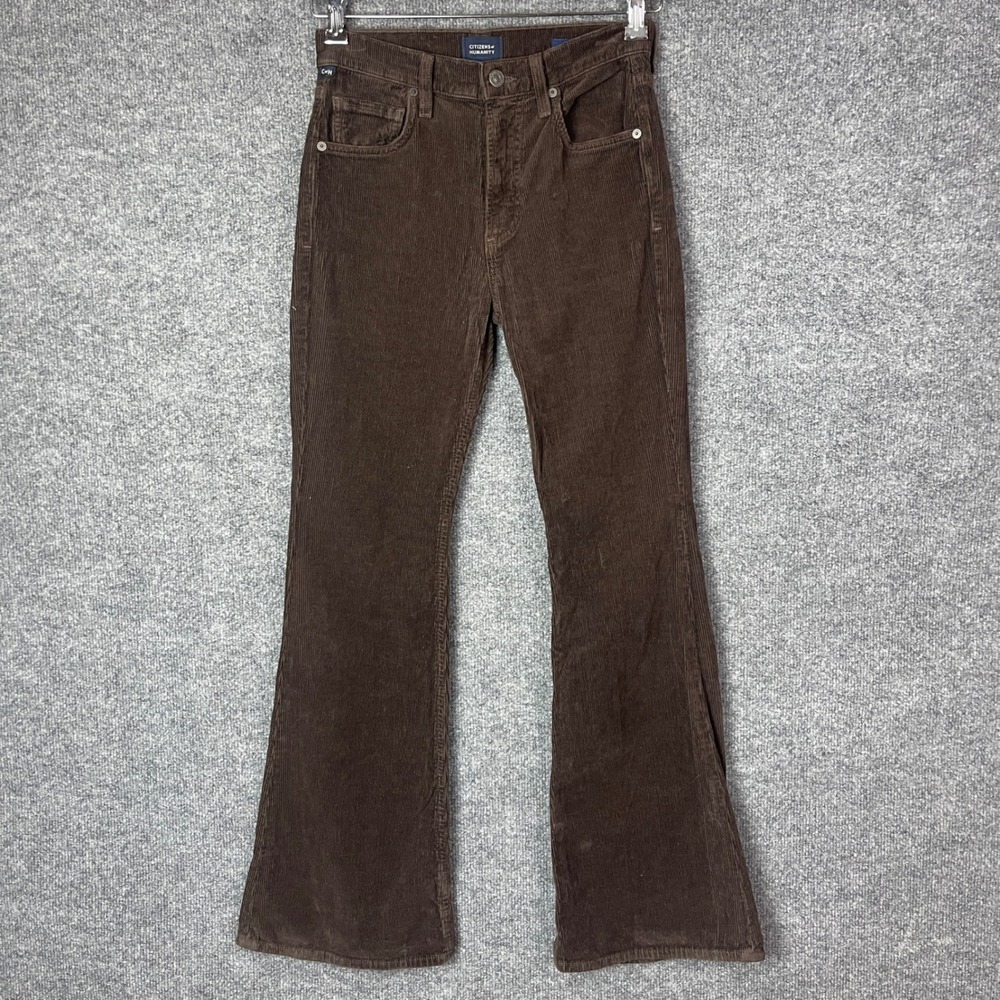 Citizens of Humanity ISOLA Corduroy Pants 24 Brown Flare Leg Mid Rise